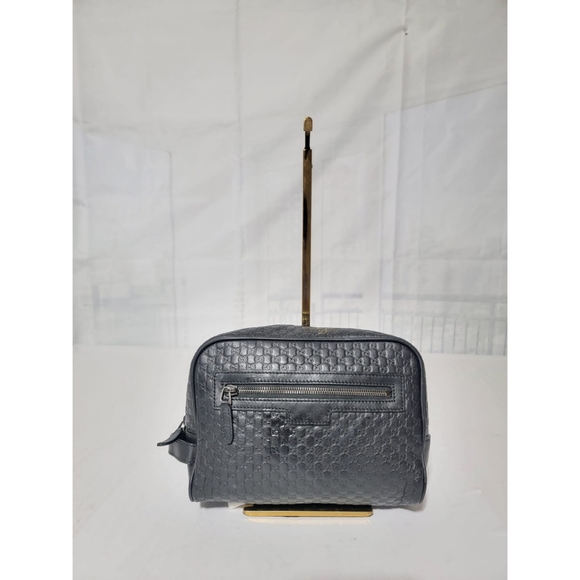 Authentic GG Microguccissima Leather Toiletry Case Black 419775 - Picture 9 of 16